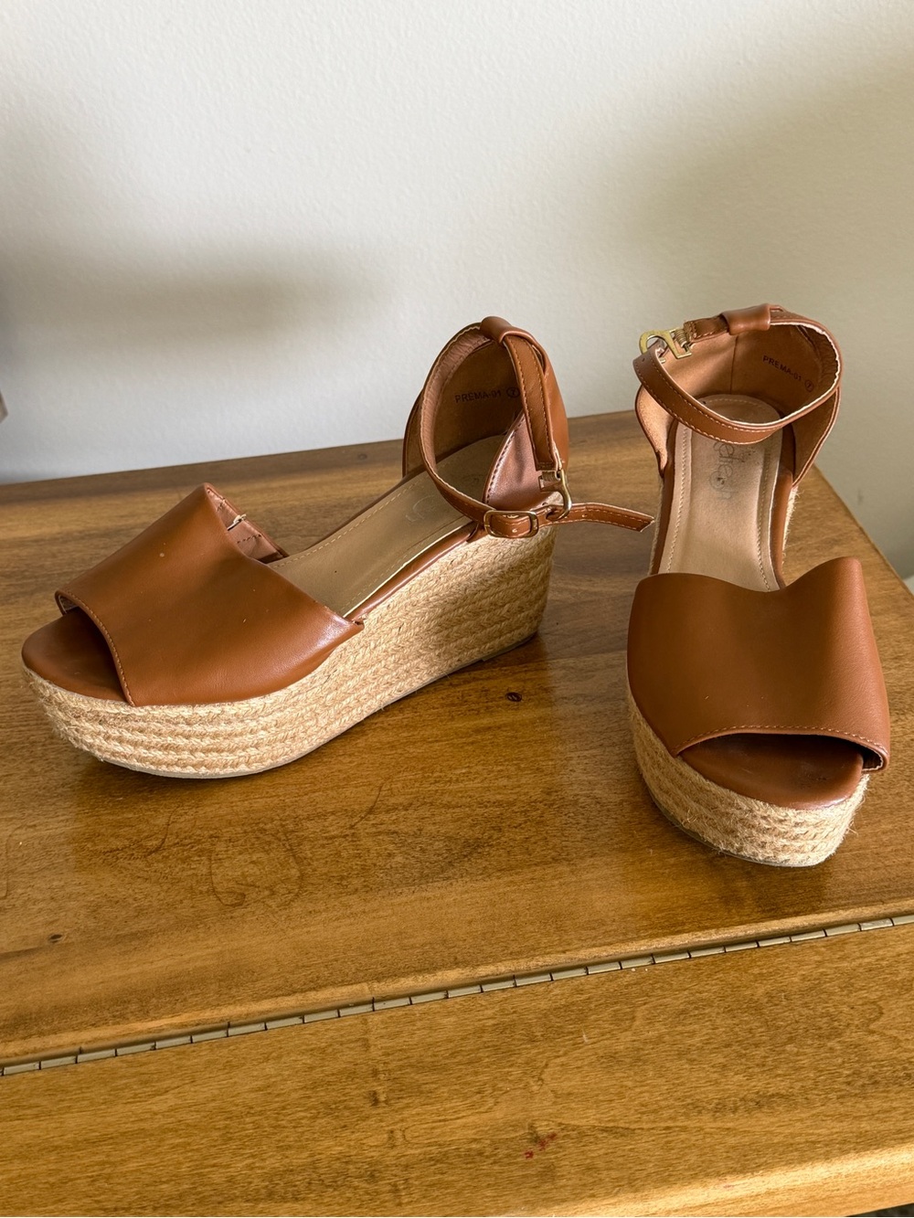 Women’s Tan Espadrille Platform Wedge Sandals - Picture 3 of 3